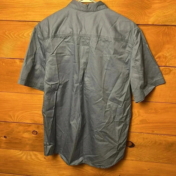 Outdoor life mens blue horizon button up twill shirt  cotton short sleeve casual - Picture 7 of 8